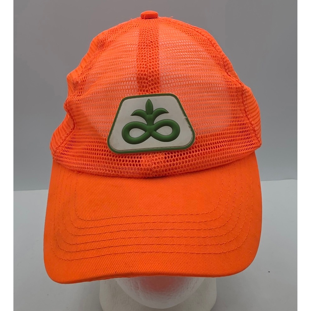 Vintage DuPont Pioneer Trucker Hat Orange Mesh Snapback Logo Cap